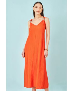 Yumi' Viscose Maxi Beach Dress - Orange