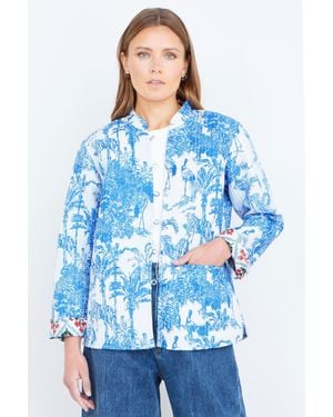 Yumi' Palm Reversible Cotton Quilted Jacket - Blue