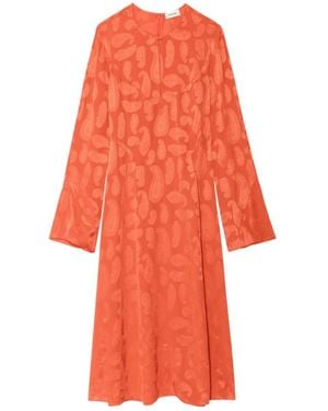 Zadig & Voltaire Randon Paisley-Jacquard Silk Midi Dress - Orange