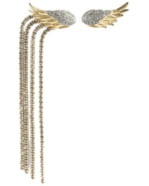 Zadig & Voltaire Rock Feather Strass Earrings - Metallic