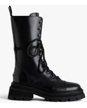Zadig & Voltaire Wing-Embellished Leather Ankle Boots - Black