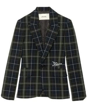 Zadig & Voltaire Vavy Tartan-Print Single-Breasted Blazer - Black