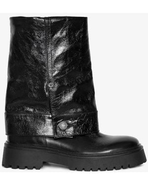 Zadig & Voltaire Angie Sleeve Vintage Patent Boots - Black