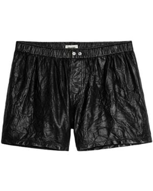 Zadig & Voltaire Pax Crinkled Leather Shorts - Black
