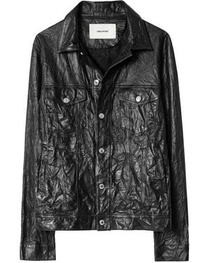 Zadig & Voltaire Creased Leather Base Jacket - Black