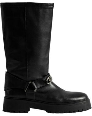 Zadig & Voltaire Angie Leather Biker Boots - Black