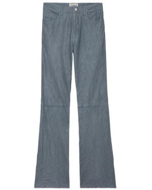 Zadig & Voltaire Trousers Pistol Crinkled Leather - Blue