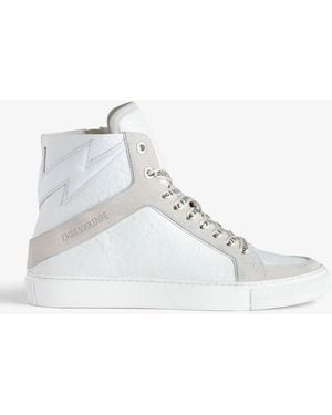 Zadig & Voltaire Zv1747 High Flash High-Top Crinkled Sneakers - White