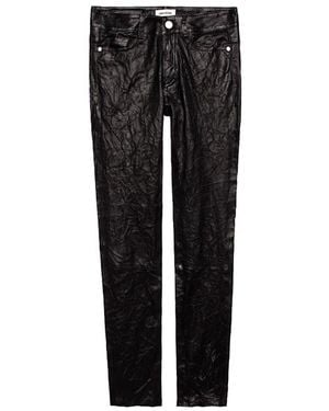 Zadig & Voltaire Phlame Crinkled Leather Trousers - Black