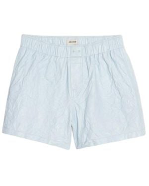 Zadig & Voltaire Pax Crinkled Leather Shorts - Blue