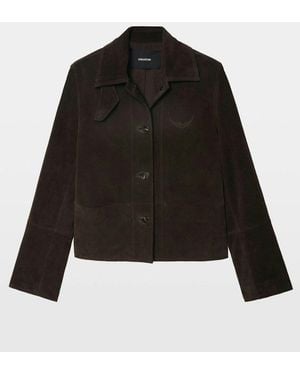 Zadig & Voltaire Lessa Suede Leather Jacket - Black