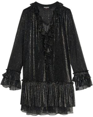 Zadig & Voltaire Ralice Ruffle-Trim Woven Mini Dress - Black