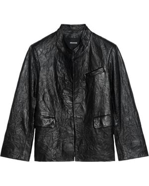 Zadig & Voltaire Veryn Crinkle Leather Blazer - Black