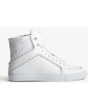 Zadig & Voltaire Zv1747 High Flash Studded Sneakers - White