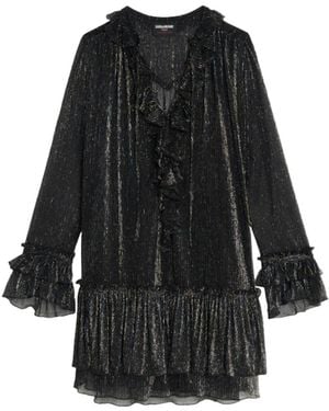 Zadig & Voltaire Ralice Ruffle-Trim Woven Mini Dress - Black