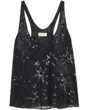 Zadig & Voltaire Tarysa Star-Embellished Woven Top - Black