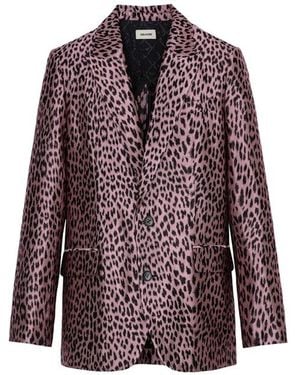 Zadig & Voltaire Vegy Leopard Jacquard Blazer - Purple