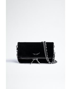 Zadig & Voltaire Pochette rock nano suede & strass - Noir