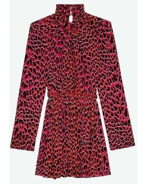 Zadig & Voltaire Ryde Leopard Silk Dress - Red
