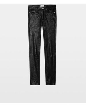 Zadig & Voltaire Phlame Crinkled Leather Pants - Black