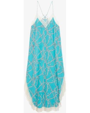 Zadig & Voltaire Ristyl Chain Silk Slip Dress - Blue