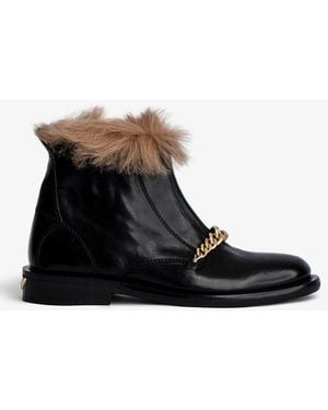 Zadig & Voltaire Laureen Faux Fur Ankle Boots - Black