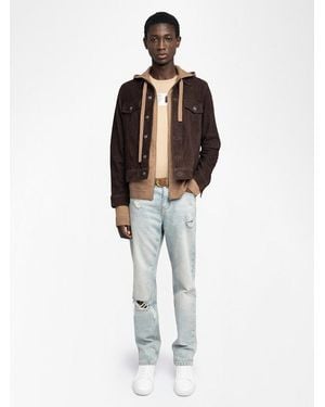 Zadig & Voltaire Bases Suede Leather Jacket - White