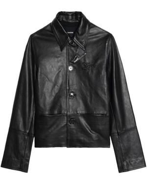 Zadig & Voltaire Lessa Buttoned Leather Jacket - Black