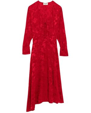 Zadig & Voltaire Rouna Jacquard-Print Silk Midi Dress - Red