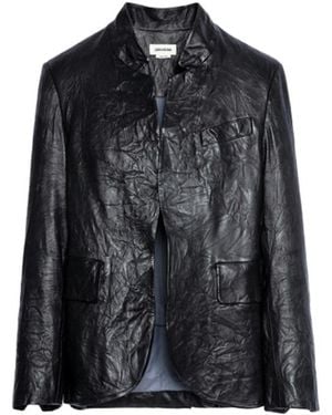 Zadig & Voltaire Verys Blazer Crinkled Leather - Black