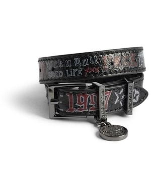 Zadig & Voltaire Sunny Tag Leather Double Bracelet - Black