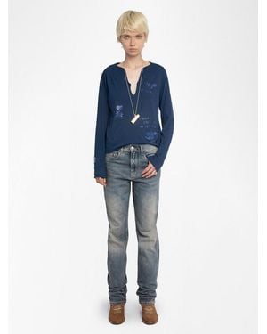 Zadig & Voltaire Henley T-Shirt Tuni - Blue