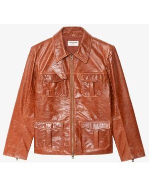 Zadig & Voltaire Flap-Pocket Leather Jacket - Brown
