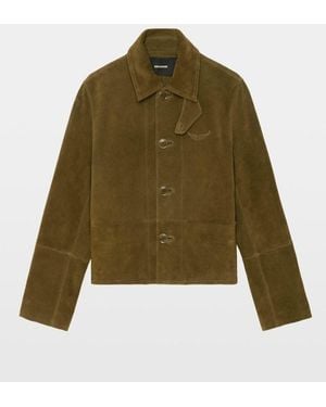 Zadig & Voltaire Lessa Suede Leather Jacket - Green