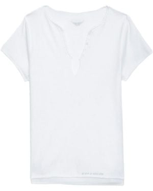 Zadig & Voltaire Tuni Diamante Wings Henley T-shirt - White