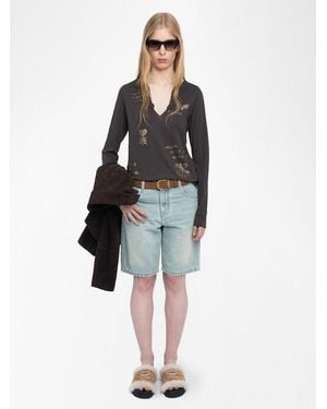Zadig & Voltaire Henley T-Shirt Tuni - Brown