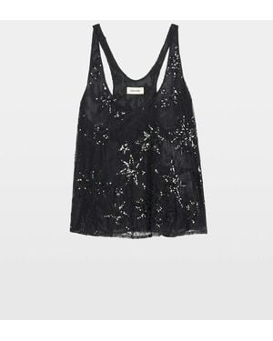 Zadig & Voltaire Tarysa Star-Embellished Woven Top - Black