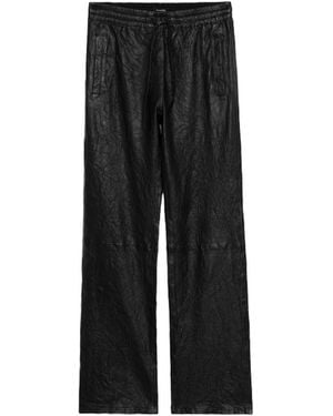 Zadig & Voltaire Pocha Crinkled Leather Trousers - Black