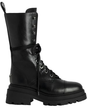 Zadig & Voltaire Tyler Python-Effect Leather Heeled Ankle Boots - Black