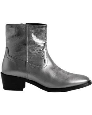 Zadig & Voltaire Tex Low Vintage Metal Boots - Grey