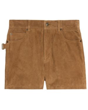 Zadig & Voltaire Sadys Suede Leather Shorts - Brown