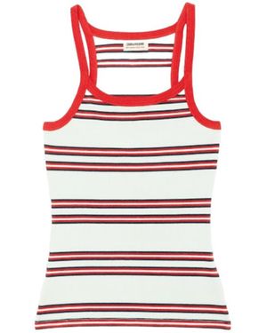 Zadig & Voltaire Albao Striped Cotton Tank Top - Red