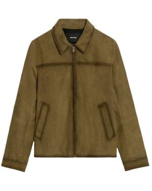 Zadig & Voltaire Loumy Suede Leather Jacket - Green