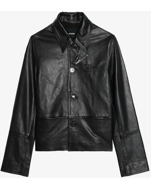 Zadig & Voltaire Lessa Buttoned Leather Jacket - Black