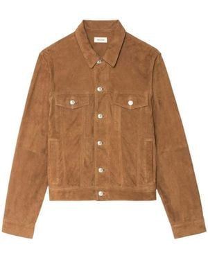 Zadig & Voltaire Bases Suede Leather Jacket - Brown