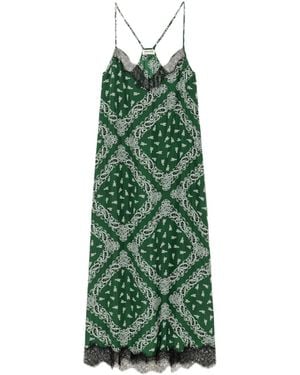 Zadig & Voltaire Respa Dress 100% Silk - Green