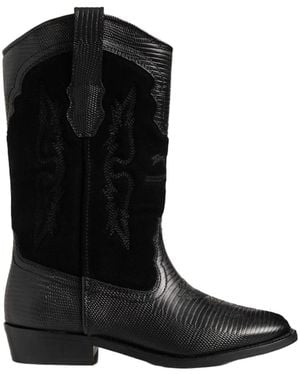 Zadig & Voltaire Tex Leather Western Boots - Black