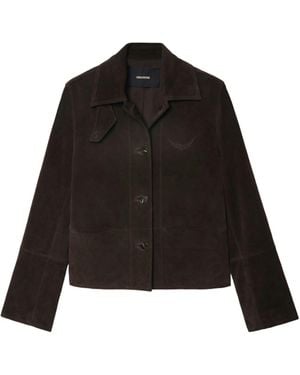 Zadig & Voltaire Lessa Suede Leather Jacket - Black