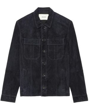 Zadig & Voltaire Kuba Suede Leather Jacket - Blue