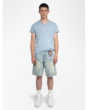 Zadig & Voltaire Henley T-Shirt Monastir - Blue